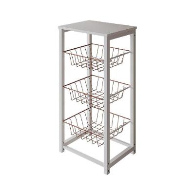 Fruteira De Chão Cozinha Desmontada Aço Branco Cesto Cobre Tampo Branco Madri Cor: Branco