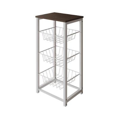 Fruteira De Chão Cozinha Desmontada Aço Branco Tampo Amêndoa Madri Cor: Branco