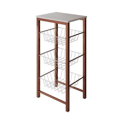 Fruteira De Chão Cozinha Montada Aço Cobre Cesto Branco Tampo Branco Roma Cor: Branco
