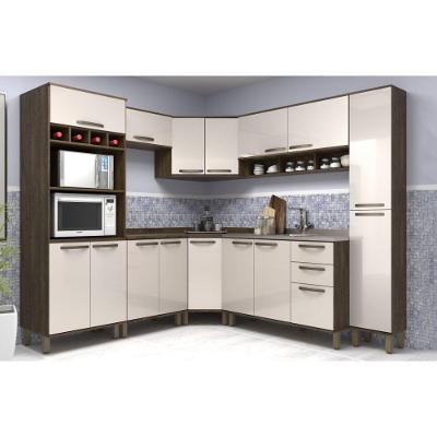 Cozinha De Canto 8 Pçs Armários/Balcões Castanho C/Pérola
