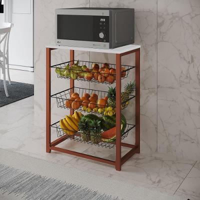 Fruteira Com Suporte Para Micro-Ondas Barcelona Aço Cobre Cesto Preto Tampo Branco Cor: Preto