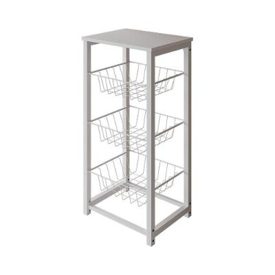 Fruteira De Chão Cozinha Desmontada Aço Branco Tampo Branco Madri Cor: Branco