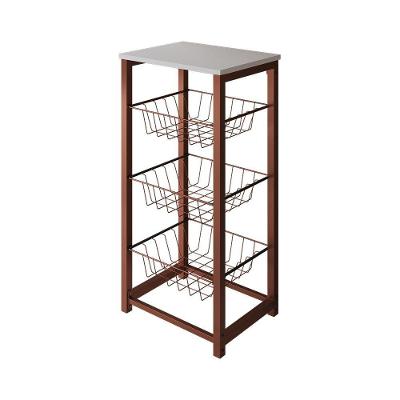 Fruteira De Chão Cozinha Desmontada Aço Cobre Tampo Branco Madri Cor: Branco