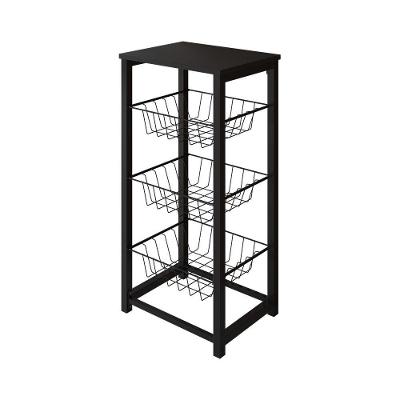 Fruteira De Chão Cozinha Desmontada Aço Preto Tampo Preto Madri Cor: Preto