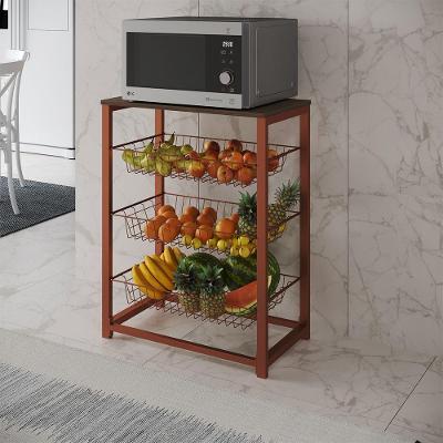Fruteira Com Suporte Para Micro-Ondas Barcelona Aço Cobre Cesto Cobre Tampo Amêndoa Cor: Cobre