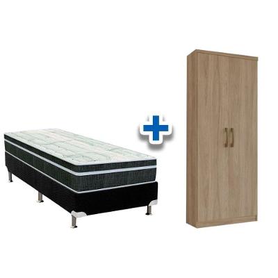 Cama Box Solteiro Crc + Bonnel Orthoflex 78 + Armário Multi Margarida Rústico