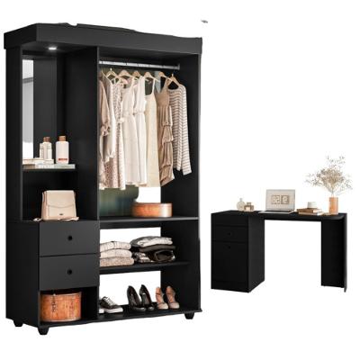 Conjunto Closet E Bancada Land Preto Fosco Liso