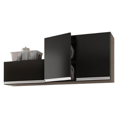 Kit área De Serviço E Lavanderia Com 02 Armários Aéreo 80cm E 60cm 100% Mdf Preto - Abmaza