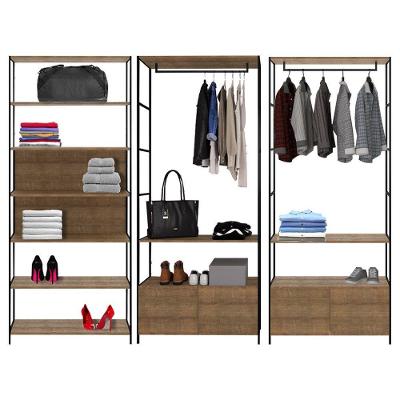 Quarto Modulado Closet 3 Módulos Quadra Vermont Base Preto