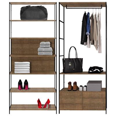 Quarto Modulado Closet 2 Módulos Quadra Vermont Base Preto
