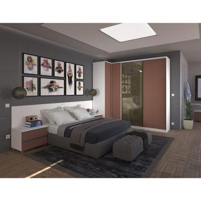 Quarto De Canto Com 5 Módulos E Vidro Reflecta Branco