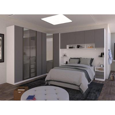 Quarto De Casal Com 8 Módulos Prime Plus Luciane Móveis Branco Ff/cinza Puro
