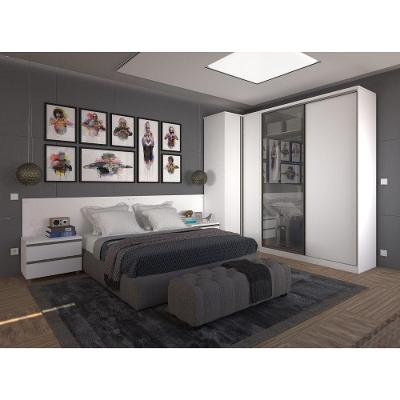 Quarto De Canto Com 5 Módulos E Vidro Reflecta Branco