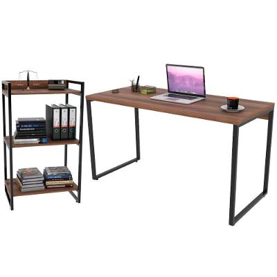Kit Mesa Para Escritório Com Estante 135 Cm Nogal