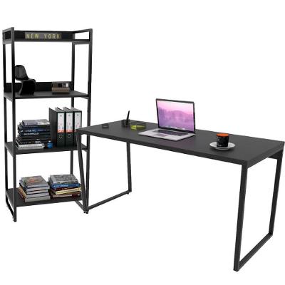 Kit Mesa Para Escritório Com Estante 150 Cm Preto Onix