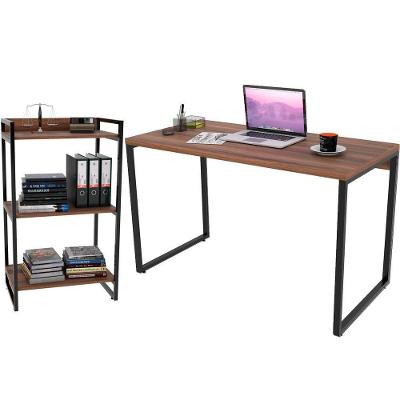 Kit Mesa Para Escritório Com Estante 120 Cm Nogal