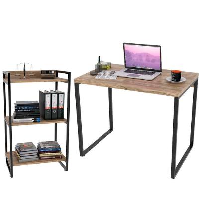 Kit Mesa Para Escritório Com Estante 90 Cm Carvalho