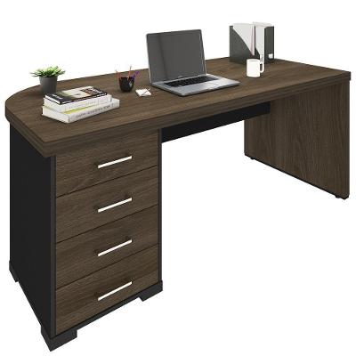 Mesa Para Escritório 4 Gavetas Le 180cm A2 Charuto Preto
