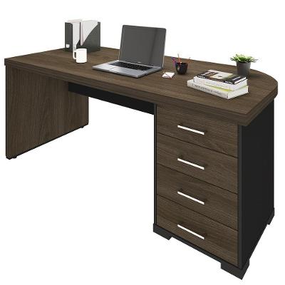 Mesa Para Escritório 4 Gavetas Ld 180cm A2 Charuto Preto