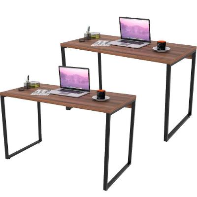 Kit 02 Mesas Para Escritório Home Office Form 120 Cm Nogal