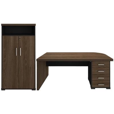 Kit Mesa P/ Escritório 4 Gavetas 180Cm E Armário Preto