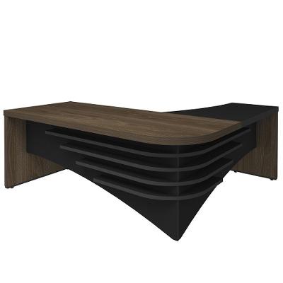 Mesa Escritório Diretor Em L Le 200X180Cm Charuto Preto