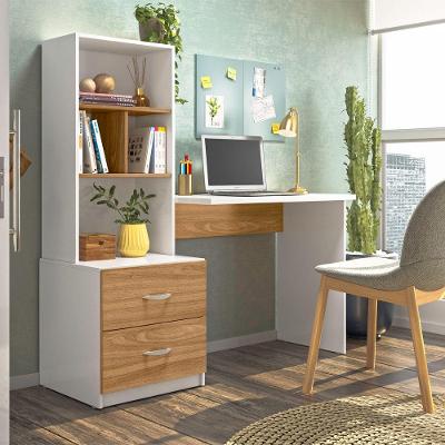 Escrivaninha Notebook Gaveta Cristal Branco Nature
