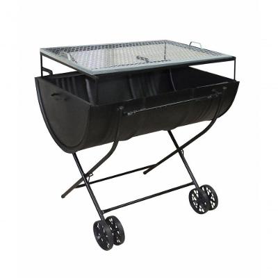 Churrasqueira Meio Tambor Com Grelha E Carrinho 200L