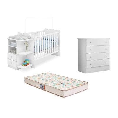 Berço c/Cômoda c/Colchão Gazin/Cômoda 4GVT Branco-Fdecor