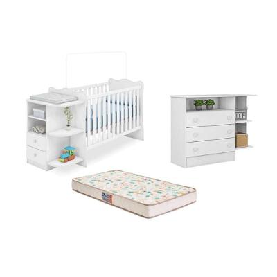 Berço c/Cômoda c/Colchão /Comoda 3GVT c/Nicho Branco-Fdecor