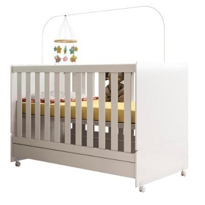 Berço Mini Cama 2 Em 1 Com Rodizios 3200 Branco Plla Branco