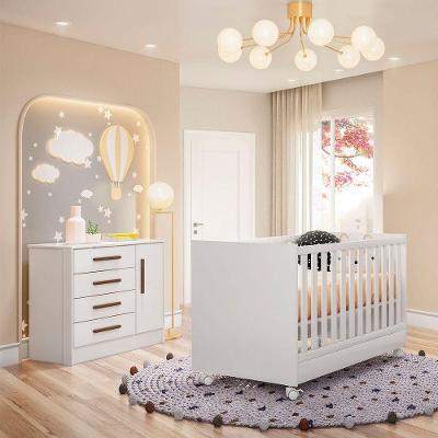 Kit Mini Cama E Cômoda Sapateira 1 Porta E 4 Gavetas Branco