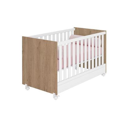 Berço Mini Cama Com Rodizio Brilhar Carvalho Rústico/branco