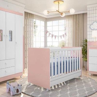 Berço Mini Cama Infantil Rosê Branco Encanto