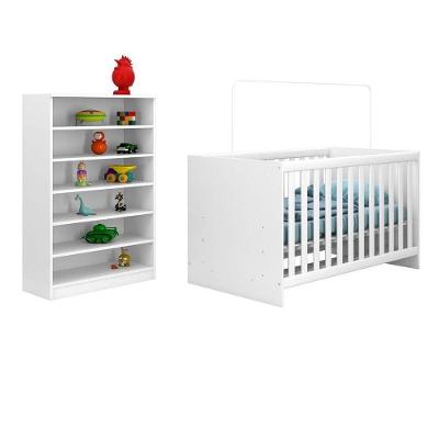 Berço Quarto Bebê Mini Cama Certificado Pelo Inmetro Doce Sonho E Armário Multiuso Bell Q02 Branco