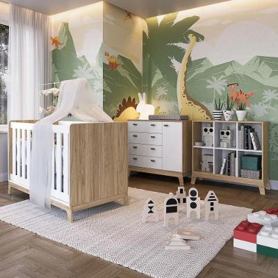 Quarto De Bebê 3 Peças Berço 3 Em 1 Selo Inmetro Favo De Mel 038 Itapuã/Branco - Completa Móveis