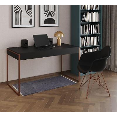 Escrivaninha Industrial Office Estudo Malta Preta 137X53Cm Com 1 Poltrona Preta Base Co Marrom