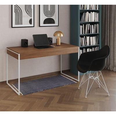 Escrivaninha Industrial Office Estudo Malta Amêndoa 137X53Cm Com 1 Poltrona Preta Base Cor: Amendoa