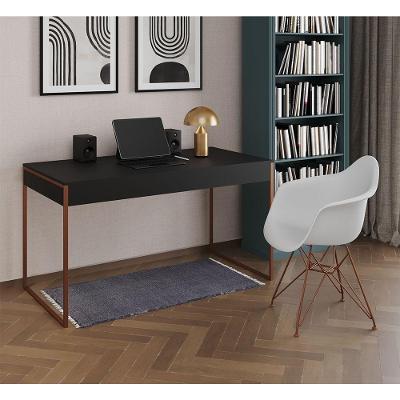 Escrivaninha Industrial Office Estudo Malta Preta 137X53Cm Com 1 Poltrona Branca Base C Cor: Preto