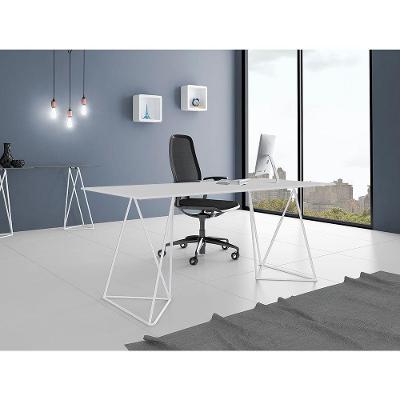 Escrivaninha Bela Vista Cavalete Tampo Branco Base Ferro Branco - Preto
