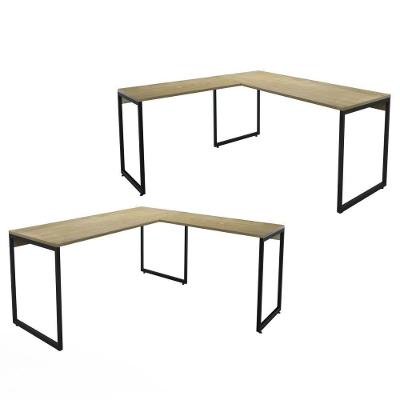 Conjunto De Mesas Em L Levi Natura Preto