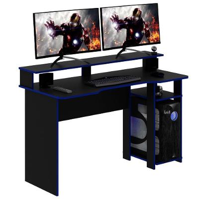 Mesa Para Escritório Home Office Gamer Me4153 Mdp Preto/Azul