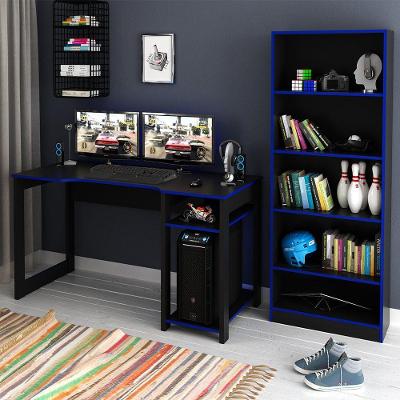 Mesa E Armário Para Escritório Cool Mdp Preto/Azul