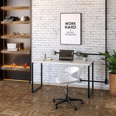 Mesa Office 135X60X75Cm Snow / Est.Preta Snow / Est.Preta