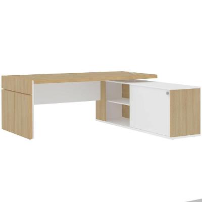 Mesa Escritório Em L Caixa Com Tomada Atria Executiva 200x183cm A02 Carvalho Branco