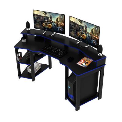 Mesa Para Escritório Home Office Gamer Me4167 Mdp Preto/Azul