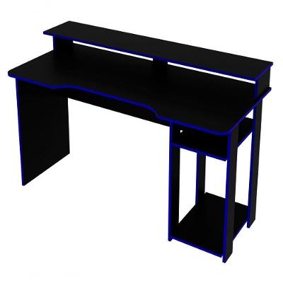 Mesa Para Computador Gamer Me4153 Preto Azul Preto Azul