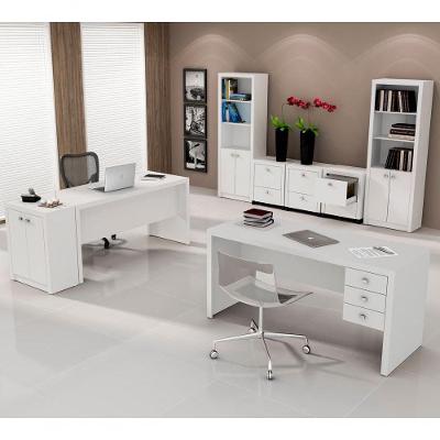 Conjunto Escritorio Completo 8 Peças Cj22 Branco Branco