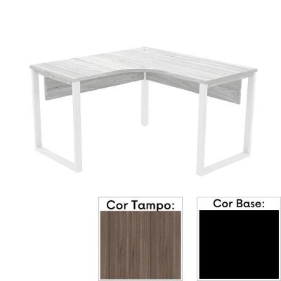 Mesa De Escritório Em L Pé Tubular Pe25 Em Mdp 135 X 135 X 60 Cm Cor Walnut E Base Preta