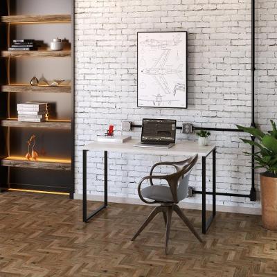 Mesa Office 120X60X75Cm Snow / Est.Preta Snow / Est.Preta
